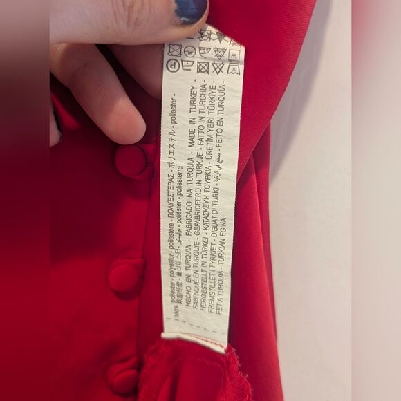 Zara Red Satin Slip Dress XS Midi Spaghetti Strap Maxi Long Slit Sexy Elegant - Picture 11 of 11